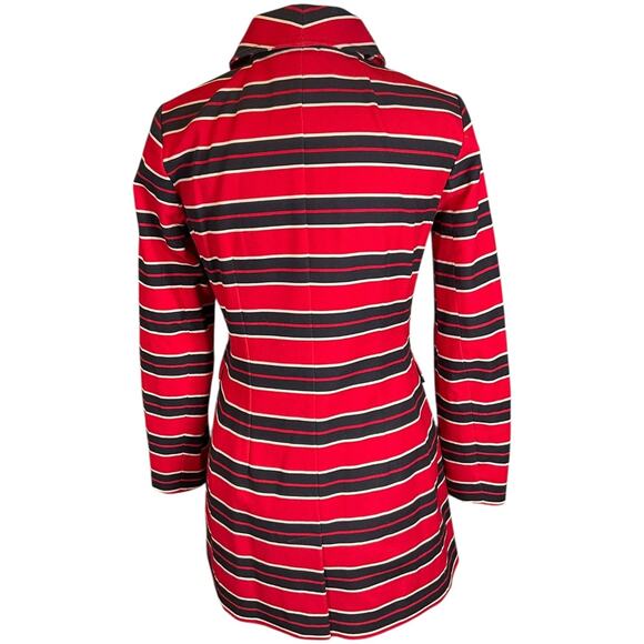 Banana Republic Red & Navy Striped Half Trench Coat Size XS (NWOT) Preppy Lux - Picture 2 of 12